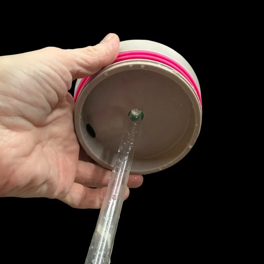 Owala pale green with Pink Accent 40 oz tumbler